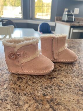 UGG Pink Sheepskin Lined Baby Booties